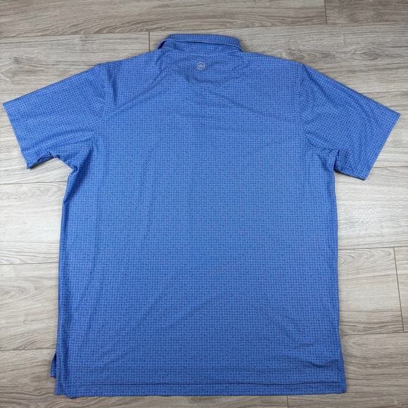 Peter Millar Summer Comfort Blue Geometric Pattern Golf Polo Shirt Mens XL - Picture 7 of 8